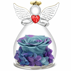 Qinqinxin Geschenk für Mama Oma, Ewige Rose Kuppel Glas Engel, Handgefertigte Ewige Blume Engel Figur, Originelles Geburtstagsgeschenk Geschenk für Sie Valentinstag (9-Sternenhimmel)