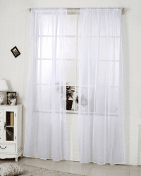 WOLTU Vorhänge mit Kräuselband Stores Gardinen Weiß kurz transparent 140x145cm (BxH), 2er Set Gardinen Fensterschals Voile für Wohnzimmer Schlafzimmer Kinderzimmer