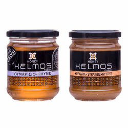 Helmos Honig Mix: Griechischer Thymian Honig 250g und Erdbeerbaum Honig 250g (Total: 500g)