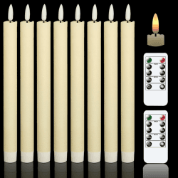 Eldnacele LED Stabkerzen mit Timerfunktion, flackernde Flamme LED Echtwachskerzen mit Fernbedienung, Elfenbein Stabkerzen led 8 Stück (2 x 25CM) für Weihnachtsdeko, Zimmer Deko, Hochzeit und Party