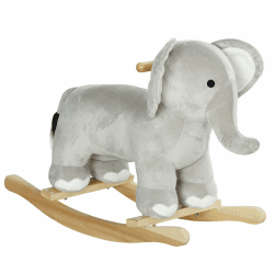 AIYAPLAY Schaukeltier Schaukelelefant mit Soundfunktion und Griffen, Baby Schaukeltier mit Plüschoptik, für 2-4 Jahre Kinder, Grau