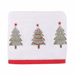 Fusion Handtücher mit Weihnachtsbäumen, 2 Stück (50 x 90 cm), weich und flauschig, 100% Baumwolle, Stickerei, Weihnachtsbaum-Handtücher, Weihnachtsbad-Handtücher,