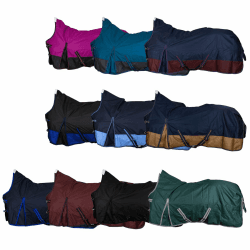 RL24 - Weidedecke High Neck Basicline 600D – Regendecke & Übergangsdecke – wasserdichte Outdoordecke mit Kreuzbegurtung – Pferdedecke in Dunkelblau/Braun – Größe 135cm (100g/m² Füllung) Dunkelblau/Braun 135cm (100g/m² Füllung)