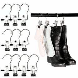 10er Wäscheklammern Edelstahl Klammern Metall Klemmhaken Rutschfest Clips Kleiderbügel Klammer 360° Drehbarer Haken Metallklammern Hosenbügel Klemmbügel Sockenhalter Wäscheklammer für Stiefel Handtuch