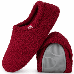 VeraCosy Damen Memory Foam Plüsch Hausschuhe Antirutsch Pantoffeln Mit Polarvlies-Futter 38/39 EU Rot