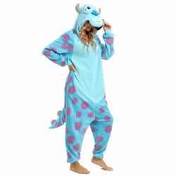 LBJR Erwachsene Cosplay Schlafanzug Tierkostüme Jumpsuit Onesie Nachtwäsche Overall Fasching Karneval Halloween Pyjama L Zip Sully