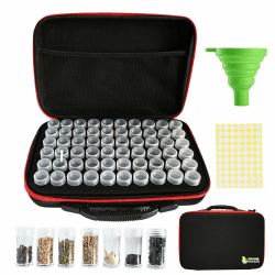 Smaxcn 60 Slots Saatgut Aufbewahrungsbox,Robuste Samen Organizer Aufbewahrungsbox mit Reißverschluss Tasche und Label Aufkleber, Für Blumen Gemüse,Gemüsesamen,Kräuter Samen,Garten Samen.