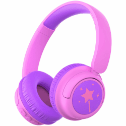 iClever Bluetooth kopfhörer Kinder, 60 Std Akku, 74/85 dBA Lautstärkebegrenzung, Stereo-Sound, Typ-C, Bluetooth5.4, Kabellos Kinderkopfhörer Over Ear mit Mikrofon für Tablet/Reisen, Rosa Lila