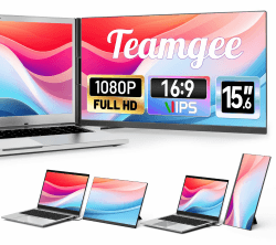 Teamgee Laptop Monitor Erweiterung 15.6, 1080P FHD IPS Portable Monitor Kompatibel mit 13“-17“ Laptops, Slim Bezel-Less Screen Extender mit abnehmbarem Stand, Plug-Play für Mac, Windows