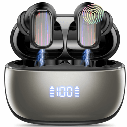 Conyat Bluetooth Kopfhörer, Kopfhörer Kabellos Bluetooth 5.4 In Ear Kopfhörer mit 4 ENC Lärmreduzierung Mic, 40H Kabellose Kopfhörer Tiefer Bass, IP7 Wasserdicht Ohrhörer, LED Anzeige, Schwarz