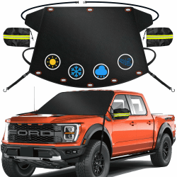Car Windshield Cover - 600D Windshield Snow Cover with Magnet Protects Side Mirror Cover, Waterproof & Standard Winter Frost Hail Protector for Most Car, Truck, SUV, Van and MPV (70 x 50 Inch)