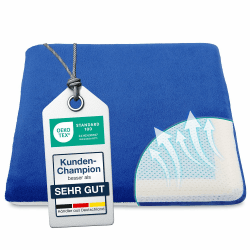 Gel-Sitzkissen atmungsaktiv und klimaregulierend, ergonomische Sitzhaltung, Viskoelastischer Schaumstoff mit Gel-Schicht, Allergiker geeignet, Bezug abnehmbar und waschbar, B 40 × H 4 × T 40 cm