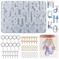 Bekecidi 111 Stück Silikon Alphabet Harz Formen, Schlüsselanhänger Set, Buchstaben Silikonformen für Harzguss, Epoxidharz Formen Schmuckherstellung Buchstaben Schmuck Anhänger Gießform DIY Basteln
