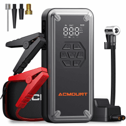 ACMOUNT Starthilfe Powerbank Mit Kompressor Reifenfüller für Pkw, 12V 4000A Booster Auto Starthilfe Powerbank, 150 PSI Autoreifenfüller Mit LCD-Display, LED, Bis Zu 9,0 l Benzin/8,0 l Diesel