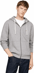Tommy Hilfiger Herren Hoodie mit Reißverschluss Essential Fleece Zip Through mit Taschen XXL Grey (Medium Grey Heather)
