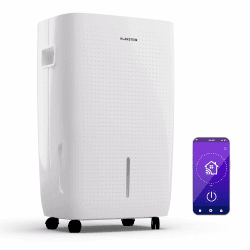 Klarstein Luftentfeuchter Elektrisch bis 65m2, Smart Luftentfeuchter für Wohnung, Bad & Keller, Luft-Entfeuchter Leise, Elektrischer Dehumidifier mit WLAN IoT App, Bautrockner mit 60 L Kapazität