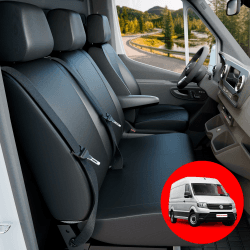 Walser Transporter Sitzbezüge Auto kompatibel mit VW Crafter, Mercedes Sprinter, 1 Einzelsitz (Aussparung Armlehne) & Doppelbank, Auto Sitzbezüge aus Kunstleder, Sitzschoner Auto, Auto Sitzauflagen