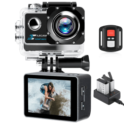 Xilecam 4K Action Cam 20Mp WiFi Unterwasserkamera 2,4G Fernbedienung 4X Zoom Action Kamera 40m (131FT) wasserdichte Unterwasserkamera mit 2 * 1350mAh Akku und Zubehörset (K80)
