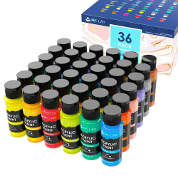 INK LAB Acrylfarbe Set 36 Farben Waschfeste Acryl Farben Künstlerfarbe Malfarben Ungiftig Ideal für Kinder Künstler Anfänger Leinwand Papier Stein Holz, Reiche Pigmente