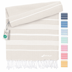 Fit-Flip Hamamtuch aus 100% recycelter Baumwolle – nachhaltig und natürlich – Saunatuch, Strandtuch, Duschtuch, Badetuch, Yogatuch – Sand – 100x200cm Sultan 24 Sand - Sultan 100x200cm