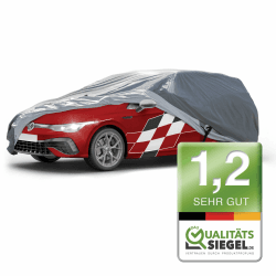 WALSER Premium Abdeckplane Auto All Weather Plus Qualitätssieger Sehr Gut*, Abdeckplane wasserdicht, Auto Abdeckplane, Autoplane UV-beständig, Autoabdeckung Outdoor, Autogarage Abdeckung Kombi M grau