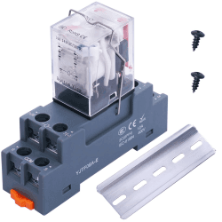 Taiss/Relais AC 220V 8 Pins 10A LED Spule Leistungsrelais mit hochwertiger Basis DPDT 2NO 2NC mit DIN Schiene YJ2N-LY AC 220V