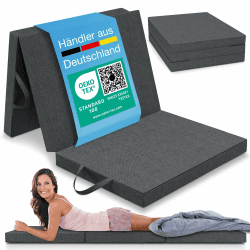 ELONEO maxVitalis Klappmatratze 75x200 cm, 8 cm hoch, Gästematratze klappbar, Faltmatratze, Faltbare Matratze, Bandscheibenwürfel, Reisematratze, Gästebett klappbar, Klappbett waschbar