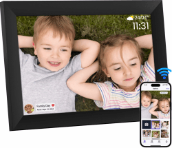 Ekasoco Digitaler Bilderrahmen 10,1 Zoll, 1280x800 IPS HD Touchscreen, Eingebauter 32GB Speicher, Elektronischer FotoRahmen Automatische Drehung, Teilen von Fotos Oder Videos Uberall über App, Schwarz