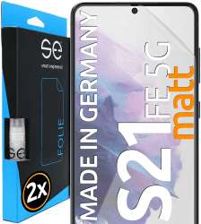 2x se® 3D SCHUTZFOLIE Entspiegelt für Samsung Galaxy S21 FE,Anti-Staub, 100% Fingerabdruck & FaceID kompatibel, einfache blasenfreie Installation, Ultra-Klar, Stoß-Kratzfest, aus Deutschland