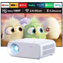 Wielio Full HD 1080P Beamer mit 4K Unterstützung, Bluetooth und WiFi, 18000 Lumen HD Display, Unterstützung 30-200 Zoll Projektionsgröße, Kompatibel mit iOS/Android/Laptop/Xbox(Grau)