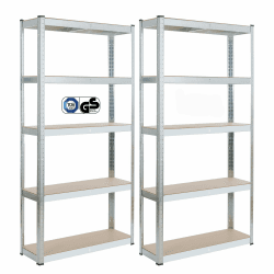 Arebos Schwerlastregal 2er Set | 180x90x30cm | 875kg Tragkraft | 5 MDF-Platten | Einfache Montage durch Stecksystem Regal Lagerregal Kellerregal Steckregal Werkstattregal | verzinkt