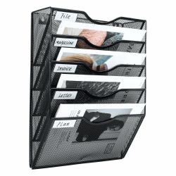EasyPAG 5 Fächer Metall A4 Zeitschriftenhalter Wand Zeitschriften Wandhalter Aktenablage Dokumentenhalter Hängend Magazin Organizer Flyerhalter Prospektspender,Schwarz