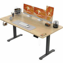 Homall Höhenverstellbarer Schreibtisch 140x70 cm, Schreibtisch Höhenverstellbar, Elektrischer Schreibtisch mit Vierteilige Tischplatte, Computertisch mit Memory Funktion,Standing Desk