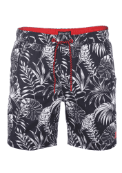 riverso Badehose Herren RIVKai Regular Fit Badeshorts Schwimmhose Sporthose Kurze Hose Shorts Tunnelzug Taschen Sommer Elastischer Bund Muster Schwarz Blau Grün Olive S M L XL XXL 3XL 4XL 5XL S Black-cherry Red