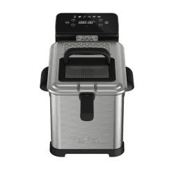 Tefal FR507D Family Pro Digital Elektrische Fritteuse | 4 L Öl-Kapazität | Kühlzonen-Technologie | spülmaschinenfeste Teile | digitaler LED-Bildschirm mit Touch-Panel | Schwarz/Edelstahl