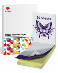 Phomemo 50 Blätter Tattoo Transferpapier, Tattoo Stencil Papier, Thermisches Schablonenpapier, A4 Tattoo Papier für M08F TP81 TP83 TP88 Tattoo Thermal Stencil Machine