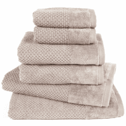 Pure Label 6-TLG. Handtücher Set mit Aufhängeschlaufen aus 100% Baumwolle, saugstark und weich - 2X Badetuch (70x140 cm) 2X Handtuch (50x100cm) 2X Gästetuch (30x50 cm), Stein - Taupe