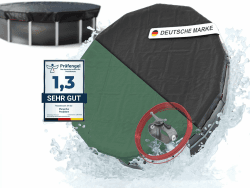Planenfux® Poolabdeckung rund 500 cm (Für Ø 460-500cm Pools) | 2-in-1 Poolplane rund aus 200g/m² PE Material | Sommer & Winterplane Pool | Solarplane Pool Abdeckplane rund | Ø 560 cm Pool Abdeckung