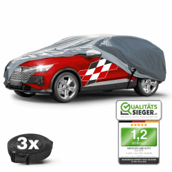 WALSER Premium Abdeckplane Auto All Weather Plus Qualitätssieger Sehr Gut*, Abdeckplane wasserdicht, Auto Abdeckplane, Autoplane UV-beständig, Autoabdeckung Outdoor, Autogarage Abdeckung SUV L grau