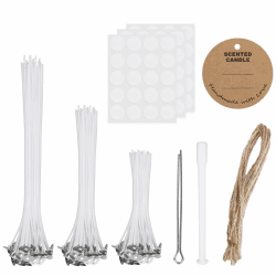 VIKY® Kerzendocht, 60 Stück Kerzendochte für Kerzen, Rauchfrei Kerzendocht, Kerzen Selber Machen Set, Dochte für Kerzen DIY Kerzen Öllampen Aromatherapie, DREI Längen（10/15/20cm） 122 Stück (10/15/20cm)