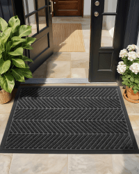 COLOR&GEOMETRY fußmatte Outdoor außen wetterfest - Grau 60x90cm - fussmatte aussen aussenbereich schmutzfangmatte außenbereich willkommen haustür