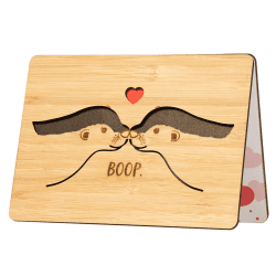 Giftasy Valentinstag Karte aus Bambus, Geburtstagskarte, Karte Liebe, Karte Hochzeitstag/Hochzeit, Otter Karte, Valentinstag Geschenk für ihn/sie