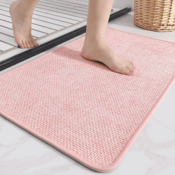 COLOR&GEOMETRY Badematte rutschfest 40 x 60 cm, Weich Badteppich rutschfest Waschbar, Imitierte Gewebte Badezimmerteppich, Saugfähige Badvorleger für Dusche, Badezimmer, Badewanne - Rosa