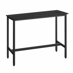 VASAGLE Bartisch, Küchentisch, Küchentresen, rechteckiger Stehtisch, Metallgestell, 40 x 120 x 90 cm, einfacher Aufbau, schmal, Industrie-Design, ebenholzschwarz-tintenschwarz LBT120B56