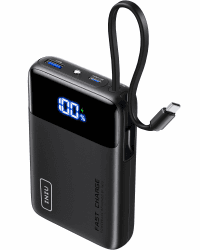 INIU Power Bank, Minigröße 22,5W 20000mAh Powerbank Klein mit Integriertem USB-C Kabel, PD 3.0 QC 4.0 USB C In&Out, Klein Aber Stark Externe Handyakkus für iPhone 15 14 13 12 Pro Max Samsung iPad etc