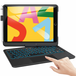 TECURS Tastatur Hülle für iPad 9 Generation, Tastatur für iPad 10.2 Zoll 9./8./7. Generation mit Pencil Halter, 360°drehbar, QWERTZ, Schwarz