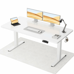 Flamaker Höhenverstellbarer Schreibtisch Ganze Tischplatte 140 x 60 cm Elektrischer Schreibtisch Höhenverstellbar für Steh-Sitz, Computertisch mit Memory-Funktion,Standing Desk,Weiß