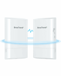 BrosTrend 5GHz 867Mbit/s WLAN Bridge Outdoor CPE, 1KM Langstrecken WiFi Bridge Point-to-Point, Plug & Play WLAN LAN Bridge mit Passiver PoE Adapter, IP65 Richtantenne LAN Brücke für PTP/PTMP, 2-Pack