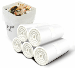 Müllbeutel 100 Stück 15 Liter Klein Biologisch Abbaubar Lebensmittelabfälle Müllsäcke, 100% Recycelt Abbaubar Robust Kompost Biomüllbeutel für Lebensmittel, Haushalt, Küche (2-4 Gallone)