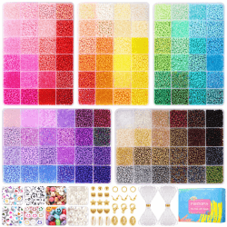 Funtopia Perlen für Armbänder 120 Farben, 3mm Perlen Set, Armbänder Selber Machen mit 680 A - Z Ä Ö Ü ß Buchstabenperlen, 460 Stück 14 verschiedene Perlen Charms für Mädchen